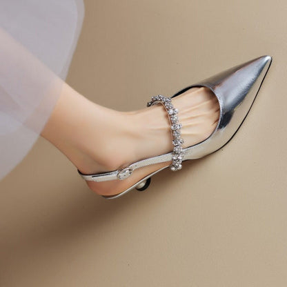Seraphina Women's Pointed Toe Pumps Crystal Strap Heels - Vonnera