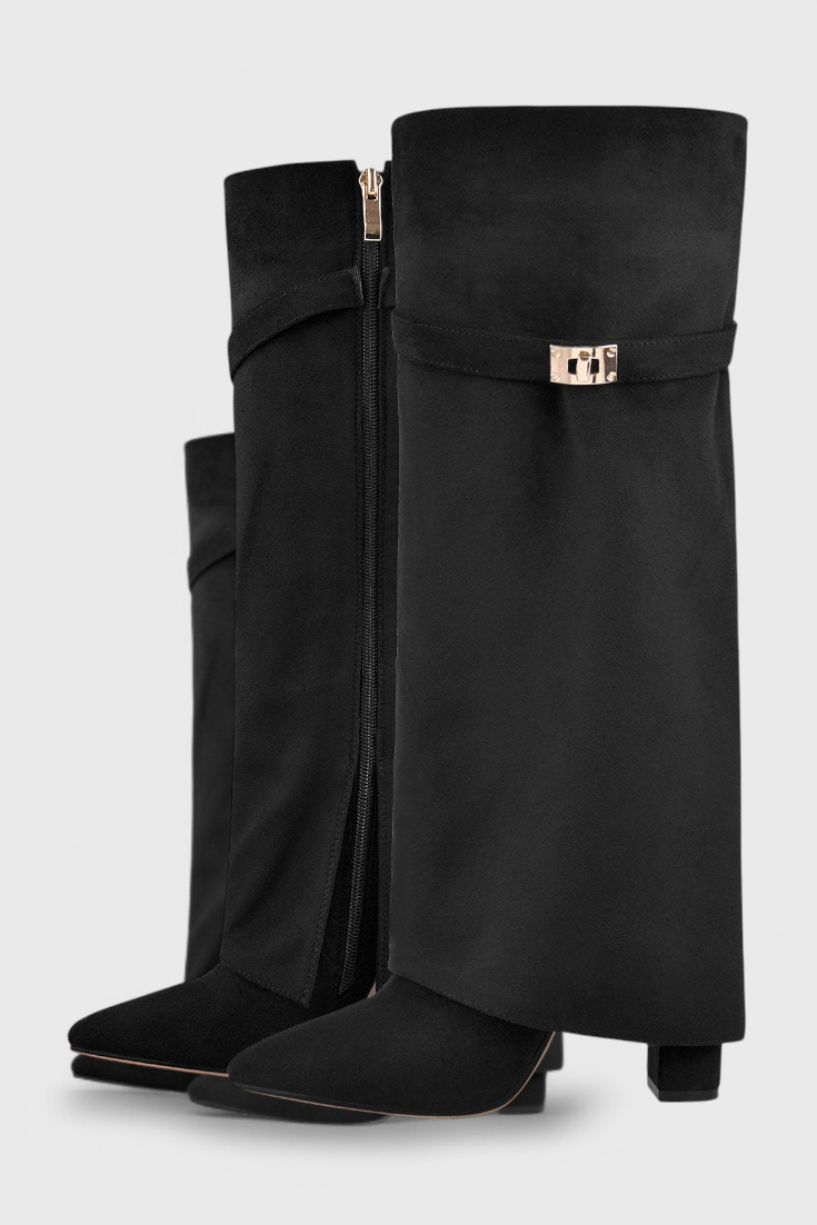 Women's Knee-High Pointed Toe Boots Low Heel