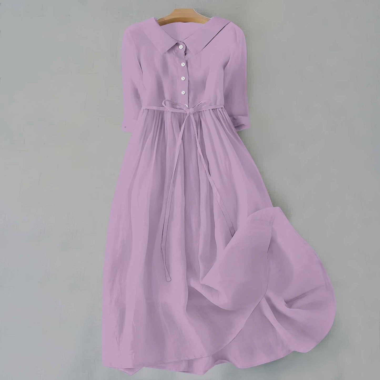 Women's Midi Dress Full Button Front Casual