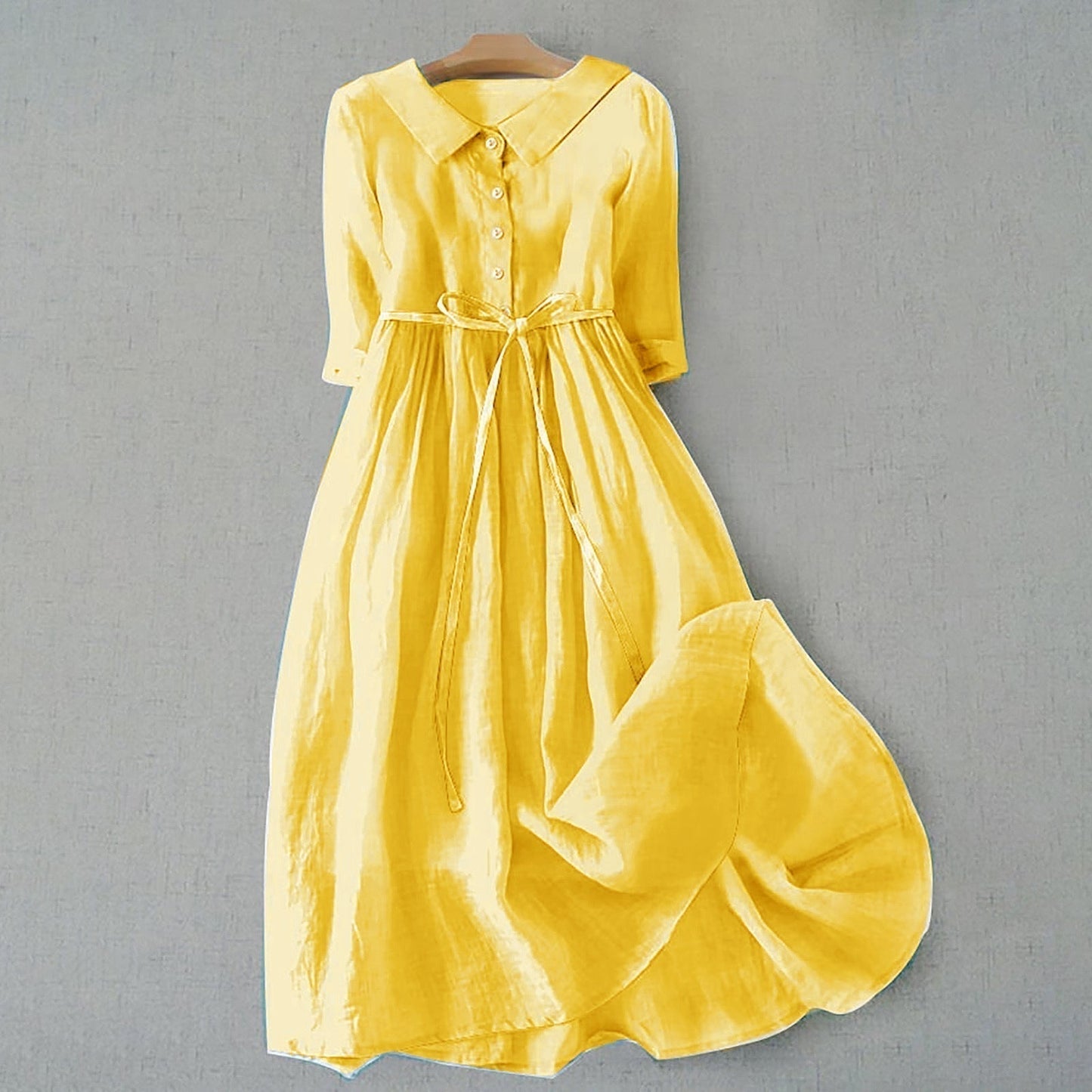 Women's Midi Dress Full Button Front Casual