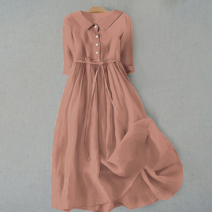 Women's Midi Dress Full Button Front Casual