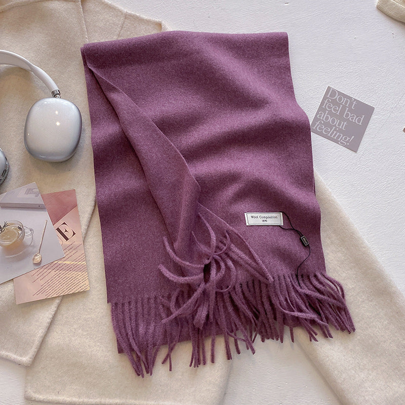 Soft Plain Tassel Scarf Shawl