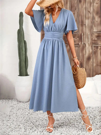 Women's Blue Midi Dress - Vonnera