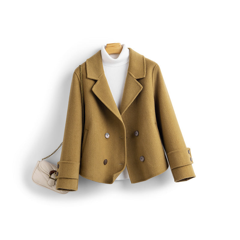 Womens Olive Wool Cropped Coat - Vonnera