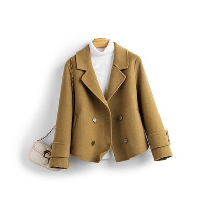 Womens Olive Wool Cropped Coat - Vonnera