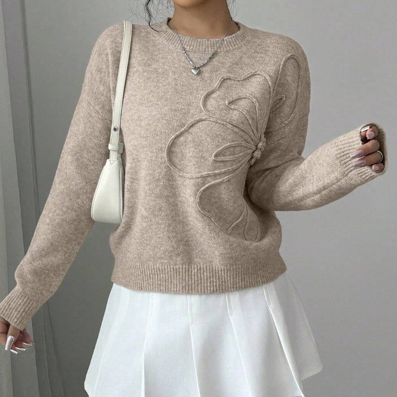 Women's Relaxed Fit Floral Pullover Sweater - Vonnera