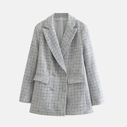 Women's Tweed Blazer Timeless Elegant Brown - Vonnera