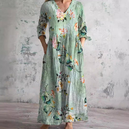 Women's V-Neck Maxi Dress Floral Print