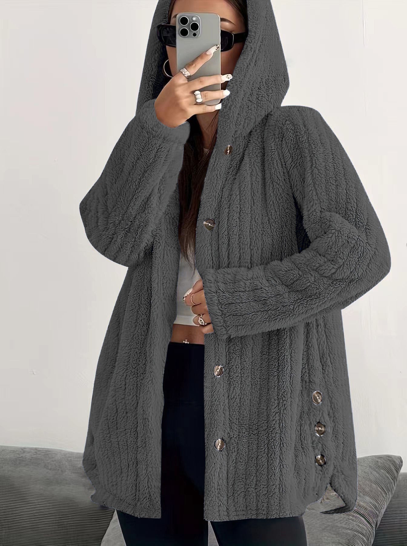 Women's Cable Knit Hooded Cardigan