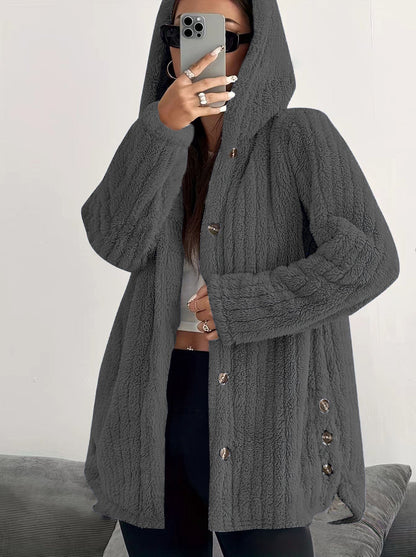 Women's Cable Knit Hooded Cardigan