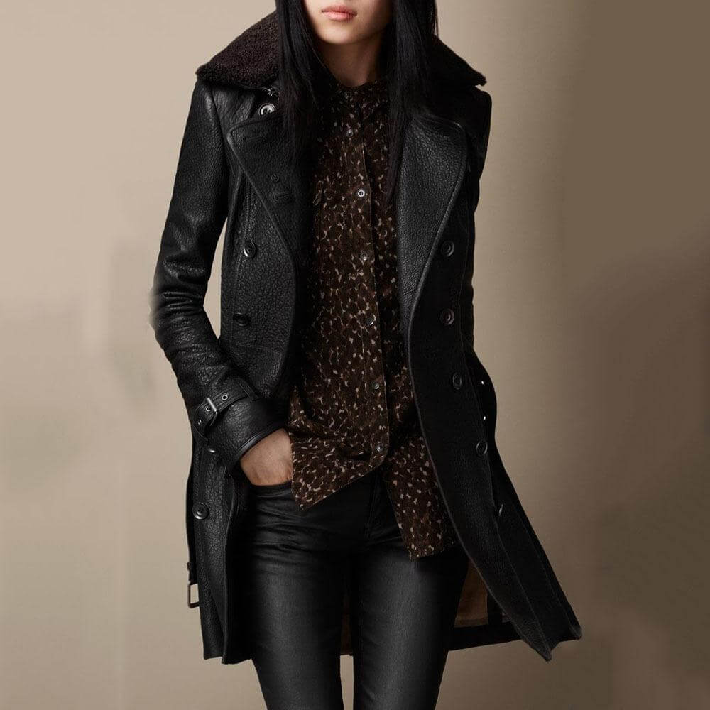 Sophiey Women's Leather Jacket Handmade Warm - Vonnera