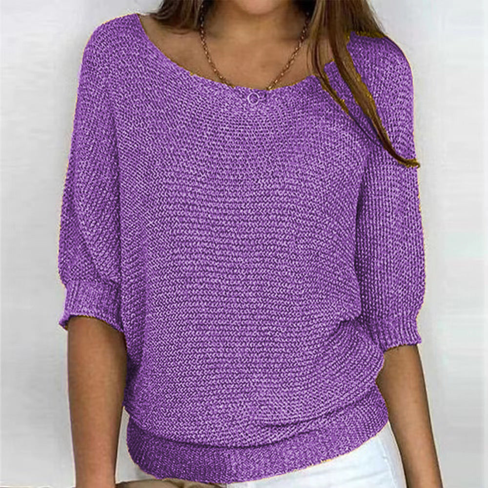 Women's Crew Neck Knitted Sweater