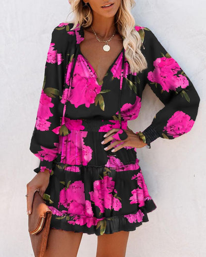 Women's Floral Mini Dress Bold Vibrant Print - Vonnera
