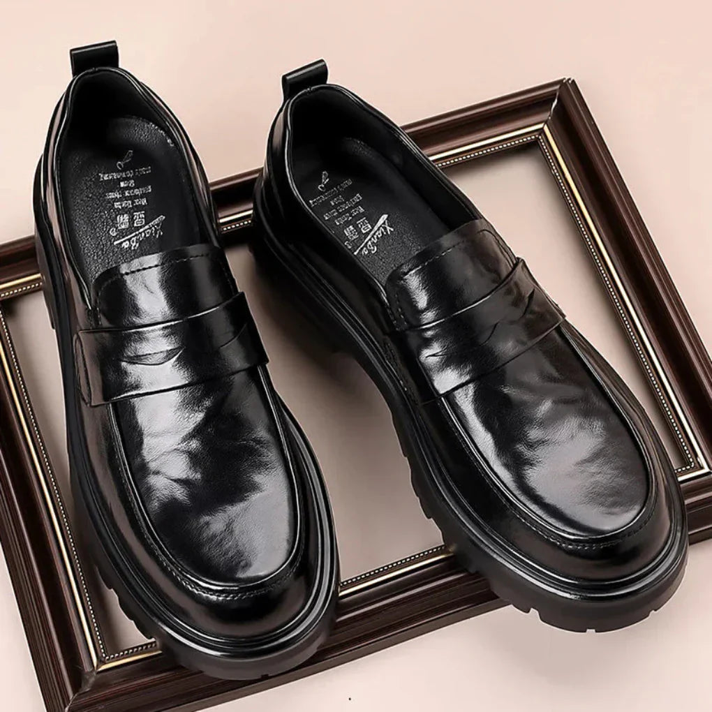 Men's Leather Moc Toe Loafers Brown - Vonnera