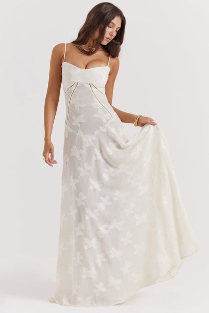 Women's Silk Maxi Dress Slim Fit Spaghetti Straps