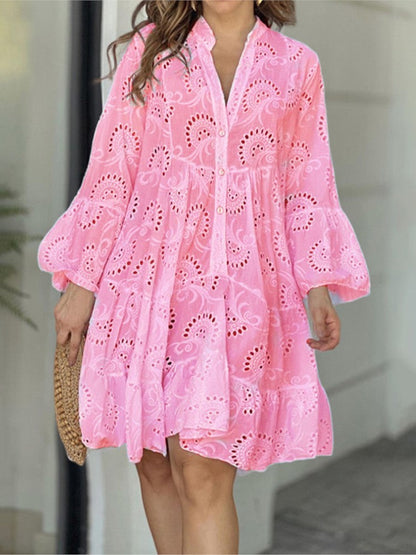 Women's Embroidered Tiered Mini Dress