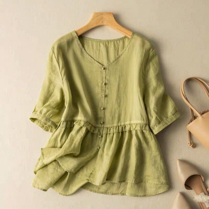 Natalie Cotton-Linen Blouse