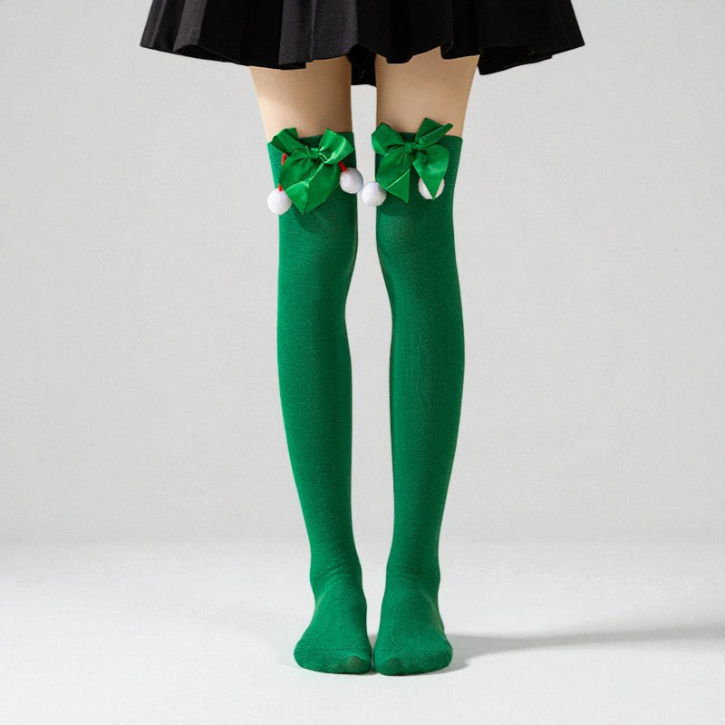 Pom-Pom Christmas Over-The-Knee Socks - Jack Hafford