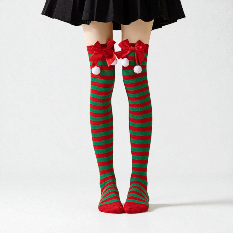 Pom-Pom Christmas Over-The-Knee Socks - Jack Hafford