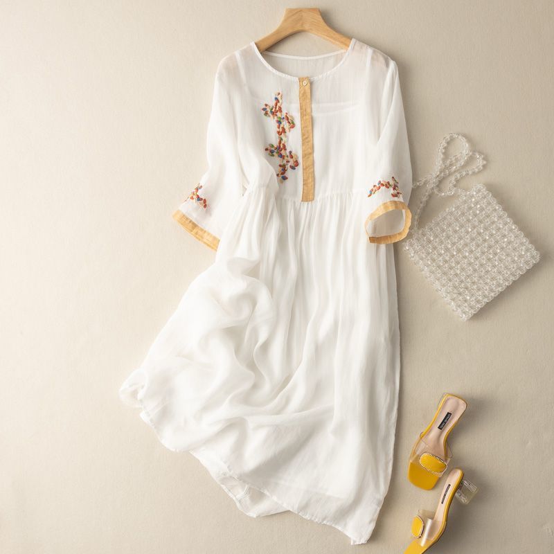 Women's Boho Midi Dress Long Sleeve