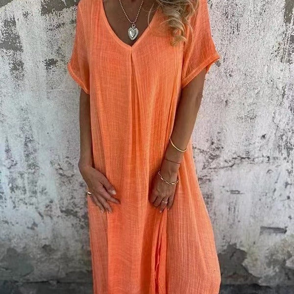 Women's V-Neck Loose Fit Dress