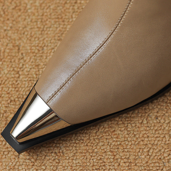 Women's Block Heel Boots Pointed Toe Closed
