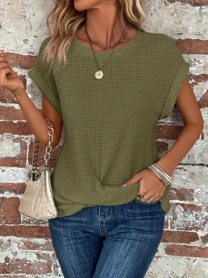 Women's Waffle Knit Casual T-Shirt