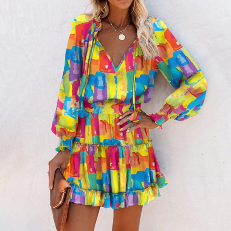 Women's Floral Mini Dress Bold Vibrant Print