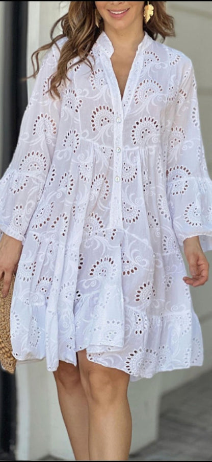 Women's Embroidered Tiered Mini Dress