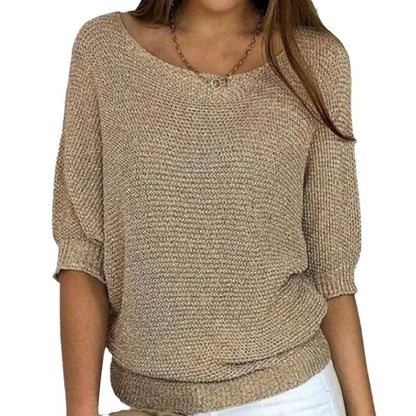 Women's Batwing Sweater Ribbed Trim - Vonnera