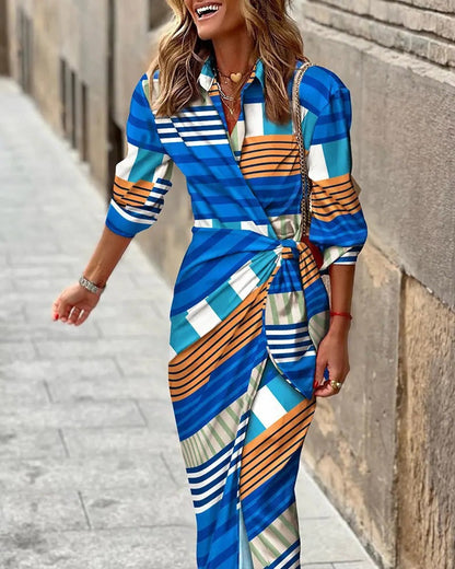 Women's Summer Wrap Dress with Collar