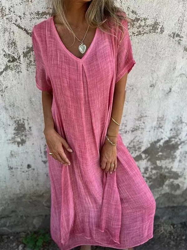 Women's V-Neck Loose Fit Dress