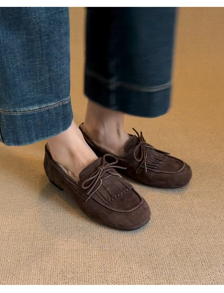 Women's Fringe Loafers Warm Lined Comfortable Classic Style