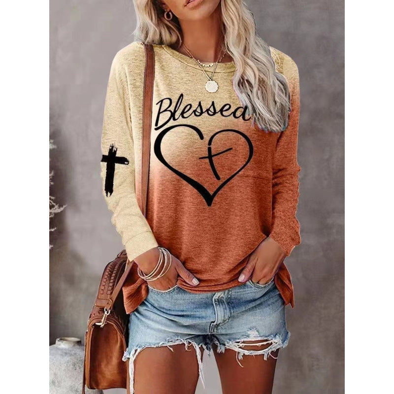 Women's Long Sleeve Graphic Shirt Soft Cotton Blend Casual - Vonnera