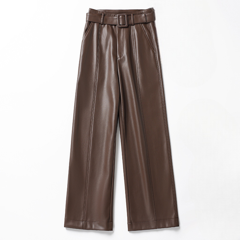 Womens Leather Belted Pants - Vonnera