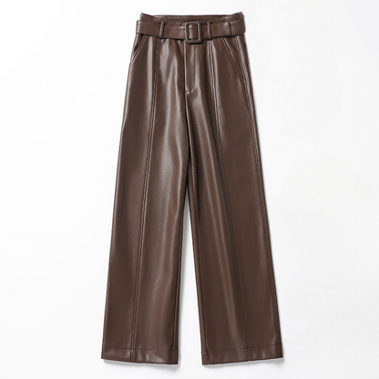 Womens Leather Belted Pants - Vonnera