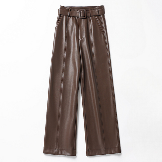 Womens Leather Belted Pants - Vonnera