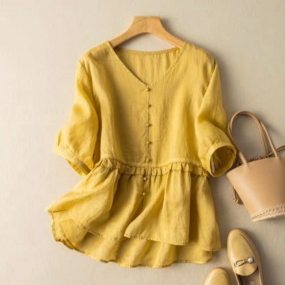 Natalie Cotton-Linen Blouse
