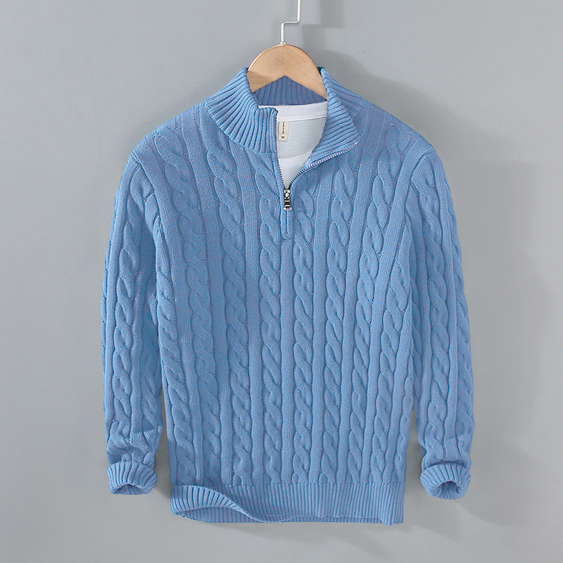 Men's Cable Knit Half-Zip Sweater Textured Classic Design