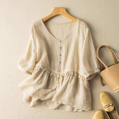 Natalie Cotton-Linen Blouse