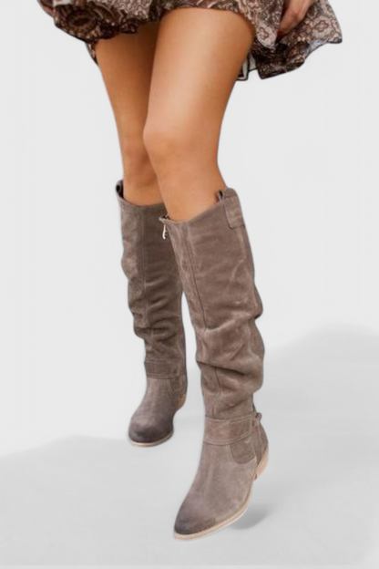 Women's Knee-High Boots Low Heel Zipper Detail
