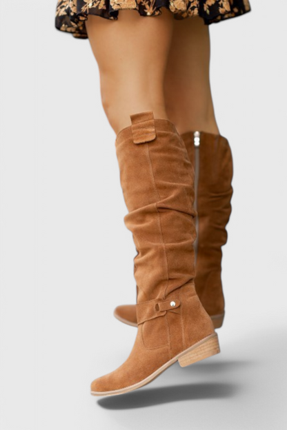 Women's Knee-High Boots Low Heel Zipper Detail
