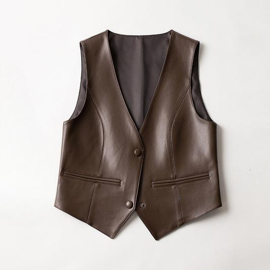 Women's Sheepskin Leather Vest - Vonnera