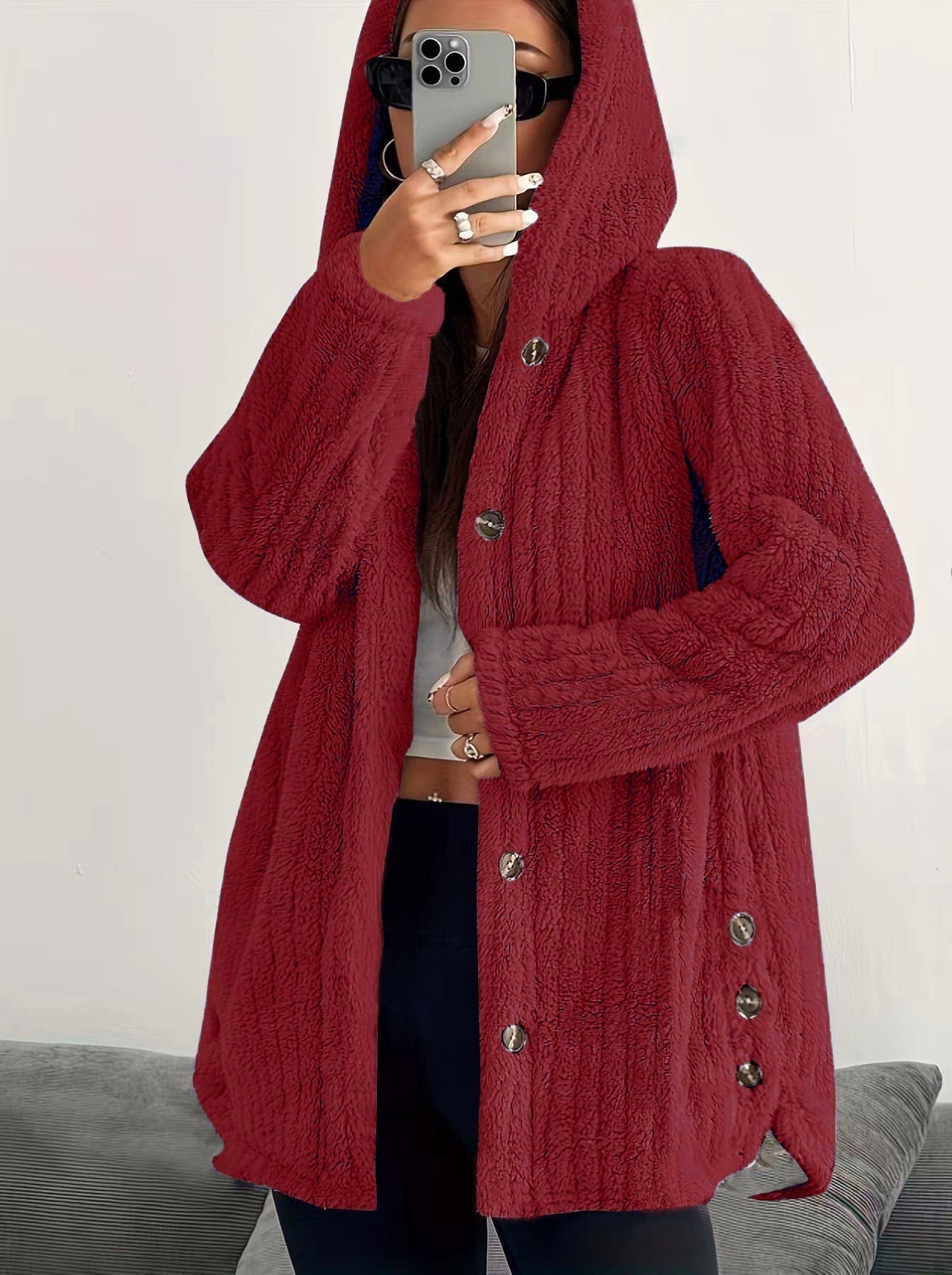 Women's Cable Knit Hooded Cardigan