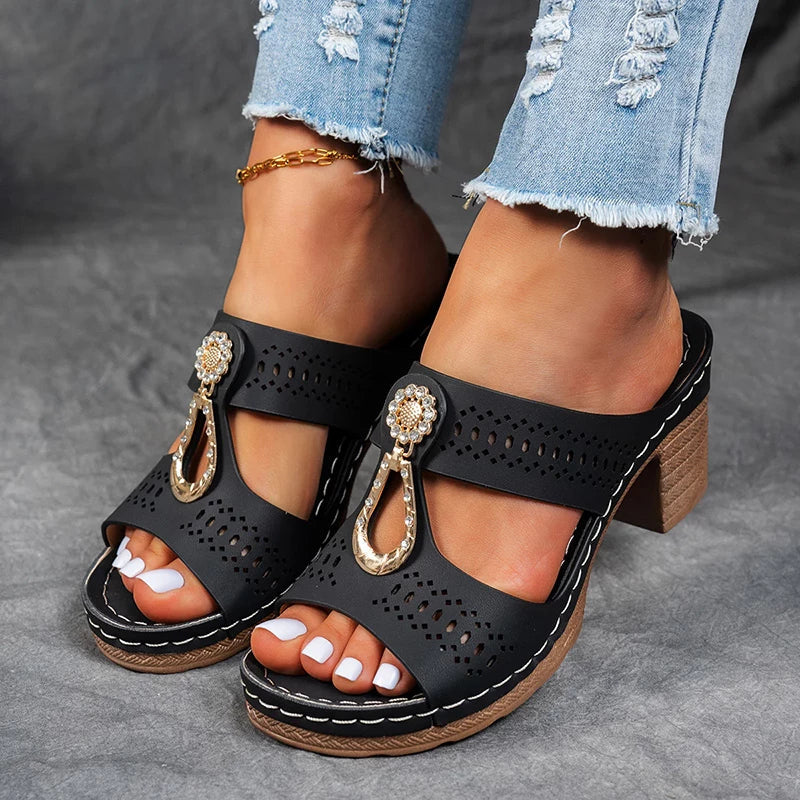 Women's Block Heel Open Toe Sandals - Vonnera