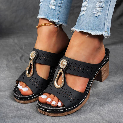Women's Block Heel Open Toe Sandals - Vonnera