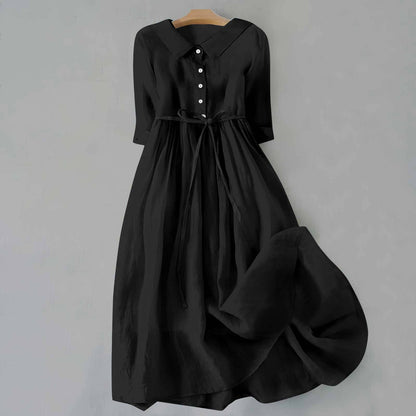 Women's Midi Dress Full Button Front Casual