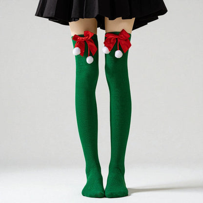 Pom-Pom Christmas Over-The-Knee Socks - Jack Hafford