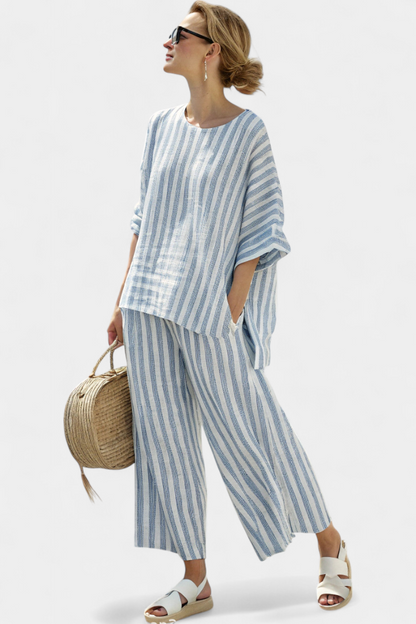 Women's Striped And Pants Set
