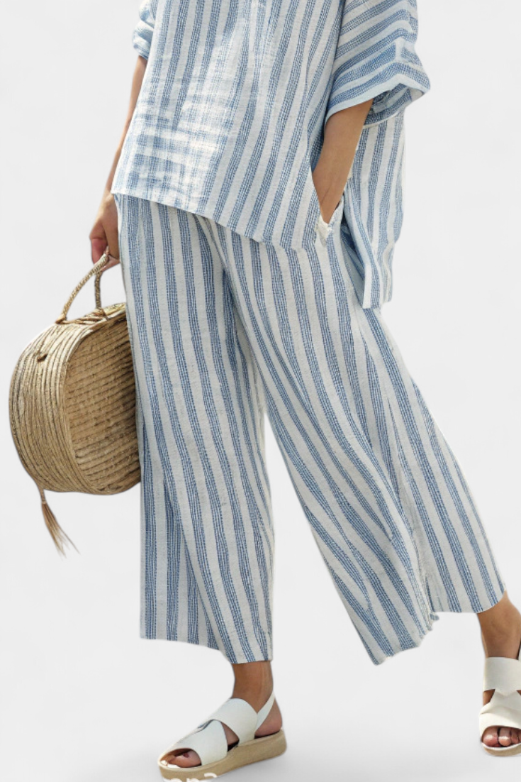 Women's Striped And Pants Set